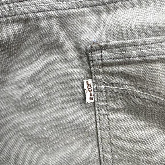 Levis Skosh Pants Mens 33 Tan Chino Khaki Straight Leg White Tab Made in USA 80s - Picture 3 of 14